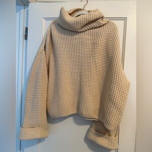 Free People Cream Cowl Neck Sweater